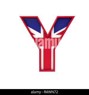 Letter Y Union Jack font, Great Britain flag lettering. 3D Rendering Stock Photo