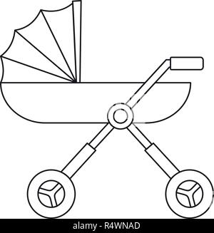 Baby pram carriage icon. Outline baby pram carriage vector icon for web design isolated on white background Stock Vector