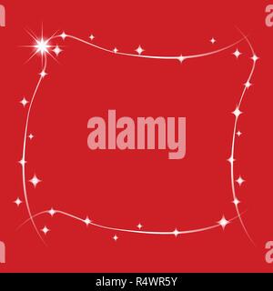 Stars Wishes Frame for Christmas and New Year Isolated on Red Background. Vector Graphic Frame for design, card, invitation, print. Stock Vector