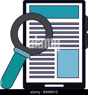 Tablet and magnifying glass Stock Vector