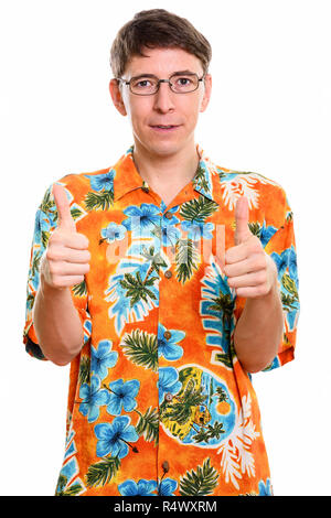 Nerdy Man Giving Thumbs Up Stock Photo - Alamy