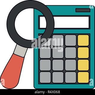 calculator math with magnifying glass and money Stock Vector Image ...