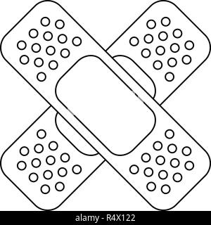 Medica band aids black and white Stock Vector