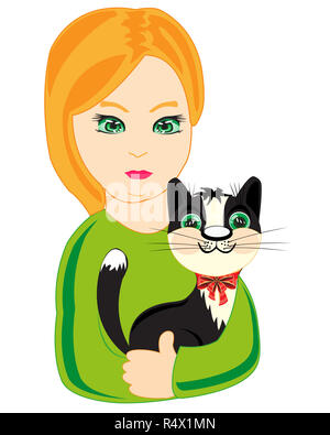 Girl with cat Stock Photo