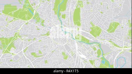 Urban vector city map of Derby, England Stock Vector