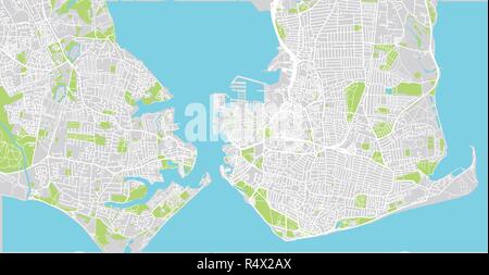 Urban vector city map of Portsmouth, England Stock Vector