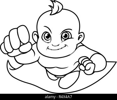 Super Baby Line Art Stock Vector