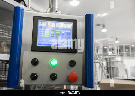 control panel with display at the factory, close-up Stock Photo