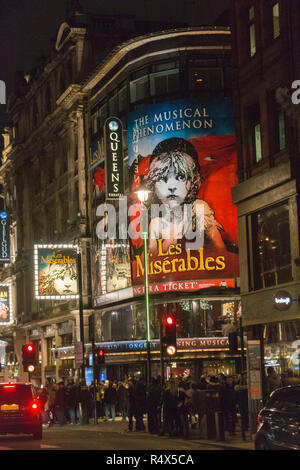 West end Theatre by night, Les miserables London  west end, UK Stock Photo