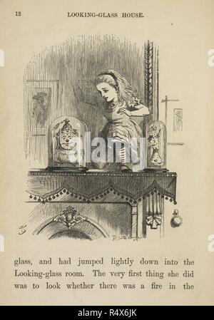 Alice in the looking-glass room. Through the Looking-Glass, and what Alice found there ... With fifty illustrations by John Tenniel. Macmillan & Co.: London, 1872 [1871]. Black and white illustration. Source: C.71.b.33 page 12. Language: English. Stock Photo