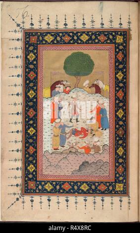 Iskander Comforting The Dying Dara,from The Khamsa Of Nizami Stock 