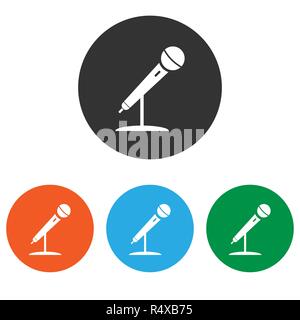 Vector illustration, flat design. Microphone mic icon Stock Vector