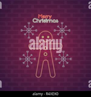merry christmas card neon lights Stock Vector