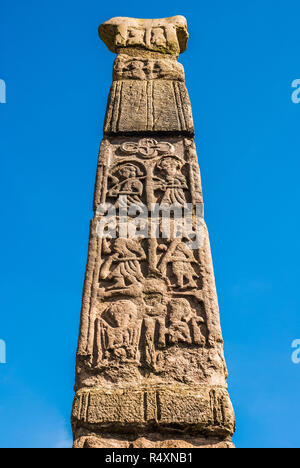 Anglo Saxon Stone Structures depicting biblical scenes in Sandbach, Cheshire. Stock Photo
