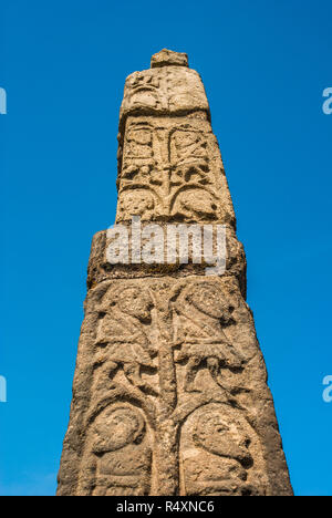 Anglo Saxon Stone Structures depicting biblical scenes in Sandbach, Cheshire. Stock Photo