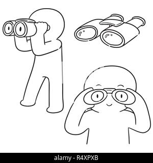 vector set of people using binoculars Stock Vector