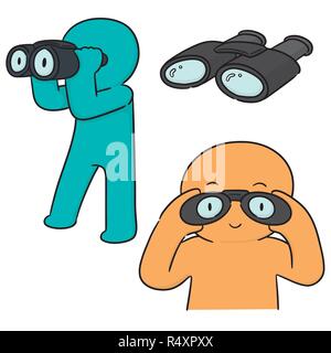 vector set of people using binoculars Stock Vector