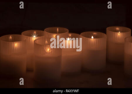 Votive candles in Monreale Cathedral, Sicily, Italy. Stock Photo