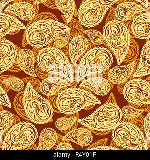 Abstract seamless Pattern with paisley motif. Vector illustration. Stock Vector