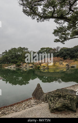 Ritsurin Koen in winter, traditional Japanese garden,  Takamatsu, Kagawa, Shikoku, Japan Stock Photo