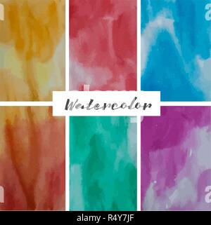 set of hand painted watercolor textures Stock Vector