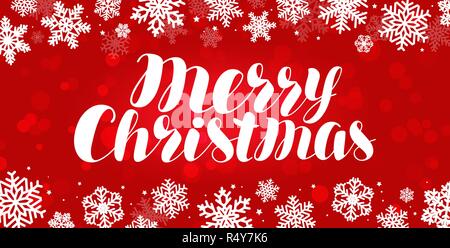 Merry Christmas, greeting card. Celebration, holiday banner. Vector illustration Stock Vector