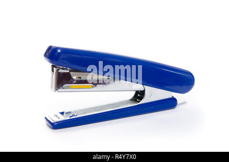 blue stapler isolated on a white background Stock Photo