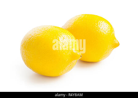 Lemon. Two fresh ripe lemons isolated on white background Stock Photo