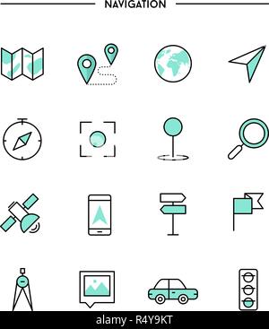 set of thin line flat navigation icons Stock Vector