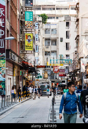 Street scene in the Wan Chai district of Hong Kong Island Stock Photo