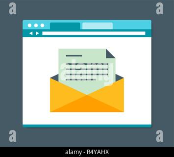 Flat design style e-mail in internet browser Stock Vector