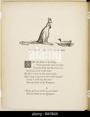 Duck and kangaroo. Verse and illustrations from A Book of Nonsense by Lear. . A Book of Nonsense ... With all the original pictures and verses. George Routledge & Sons: London, England [1910.]. Source: 12812.bb.26 16. Language: English. Author: LEAR, EDWARD. Stock Photo