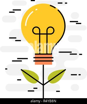 Flat design thin line concept of clean energy Stock Vector