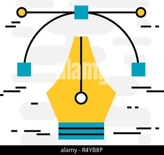 Flat design thin line concept of designer's tools Stock Vector