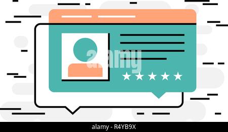 Flat design thin line concept of customer's reviews Stock Vector