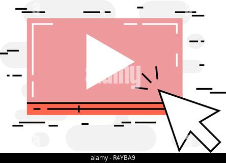 Flat design thin line concept of online video Stock Vector