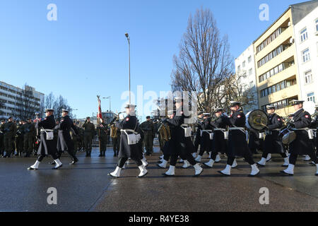 Gdynia, Poland. 28th Nov 2018. Polish Navy soldiers are seen. Polish Navy celebrates 100th anniversary with defilade and Naval ships show in Naval Base in Gdynia Credit: Max Ardulf/Alamy Live News Stock Photo