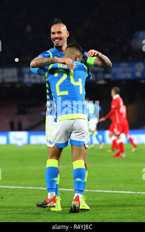 Stadio San Paolo, Naples, Italy. 28th Nov, 2018. UEFA Champions League football, Napoli versus Red Star Belgrade; Marek Hamsik of Napoli celebrates his goal Credit: Action Plus Sports/Alamy Live News Stock Photo