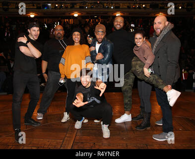 Robert Walters, James Monroe Iglehart, Sasha Hollinger, Thayne Jasperson, Terrance Spencer, Sean Green Jr., Gabriella Sorrentino and Gregory Treco during The Rockefeller Foundation and The Gilder Lehrman Institute of American History sponsored High School student #eduHam matinee performance of 'Hamilton' Q & A at the Richard Rodgers Theatre on November 28, 2018 in New York City. Credit: Walter McBrde/MediaPunch Stock Photo