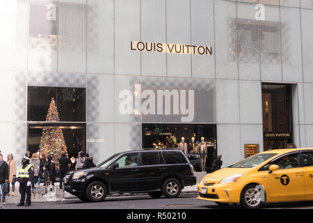 The Louis Vuitton store on Fifth Avenue in New York, seen on Sunday, December 1, 2019. decorated 