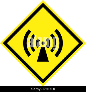 Yellow hazard sign with non-ionizing radiation symbol Stock Photo