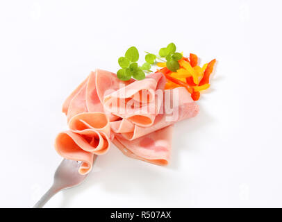 Thin ham slices Stock Photo