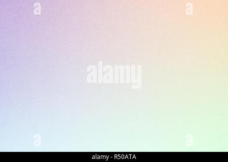 Rainbow pastel gradient background with watercolor paper texture, with Purple, Apricot, Light Cyan, Nyanza Green colors Stock Photo