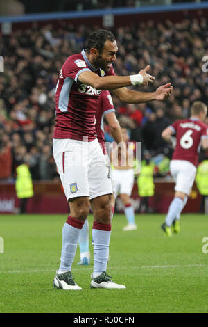 Aston Villa's Anwar El Ghazi after being caught offside during the Sky Bet Championship match at Villa Park, Birmingham. Stock Photo