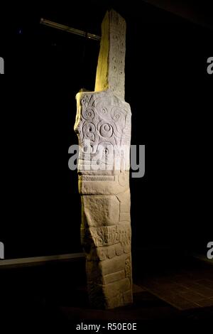 God principal or lanzon - Museum - Archeological site in CHAVIN de Huantar. Department of Ancash.PERU                   Stock Photo