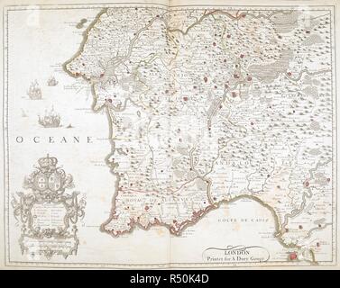 A map of Portugal. Le Portugal et ses FrontieÌ€res ... Par G. Bailleux. Paris : A. Dury, 1762. Source: Maps K.Top.74.55. Stock Photo