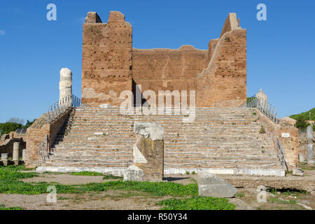 Ostia antica in Rome, Italy. Capitolium and Forum square Stock Photo