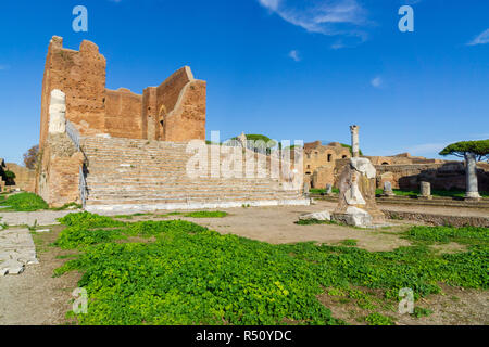 Ostia antica in Rome, Italy. Capitolium and Forum square Stock Photo