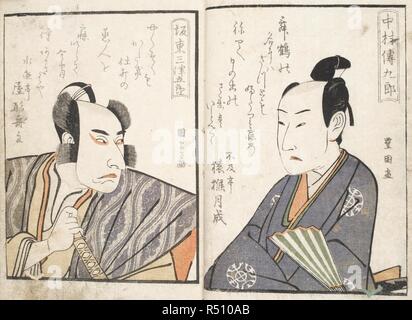 Kabuki actor Portraits of two Japanese people, Woodblock print ...