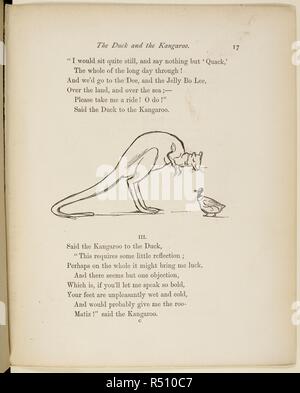 A duck and a kangaroo Verse and illustrations from A Book of Nonsense by Lear. . A Book of Nonsense ... With all the original pictures and verses. George Routledge & Sons: London, England [1910.]. Source: 12812.bb.26 17. Language: English. Author: LEAR, EDWARD. Stock Photo